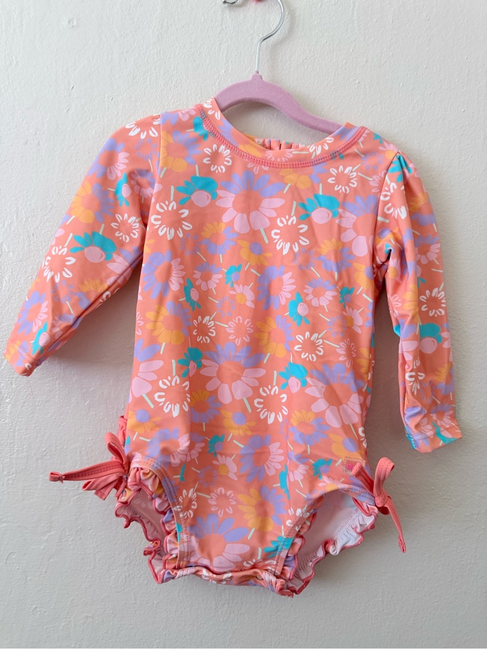 Ruffle Butts Floral Long-Sleeve One-Piece Swimsuit